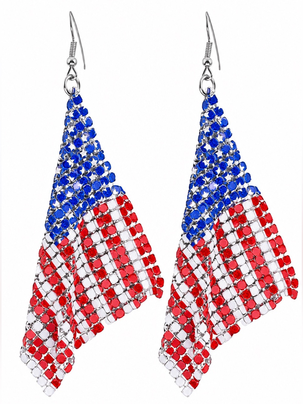 American Flag Drop Dangle Earrings.